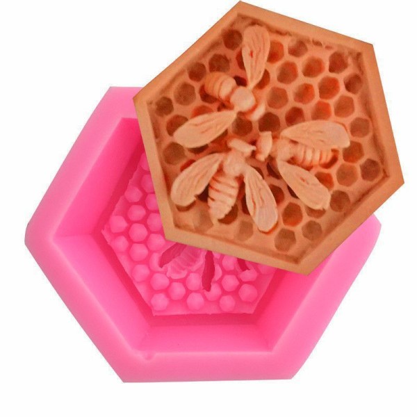 Abeille Nid d'abeille Hexagonale Animaux, 3D en Silicone de Chocolat Savon Gâteau, Fondant Gâteau, B - Photo n°1