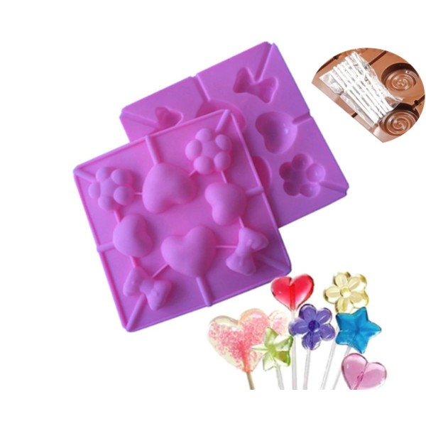 Mélanger le Cœur de la Fleur Bowknot, 3D Silicone Sucette de Bonbons au Chocolat Sur le Stick de Sav - Photo n°1