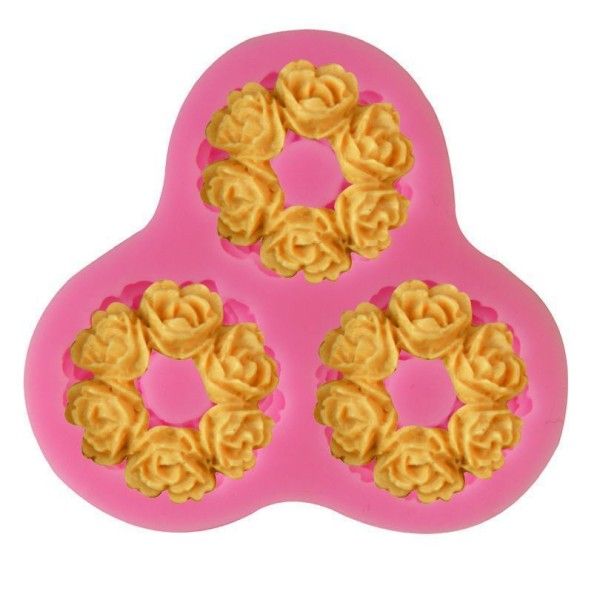 3 de la Rose des Guirlandes de Fleurs, Couronne de fleurs, 3D en Silicone de Chocolat Savon Gâteau, - Photo n°1