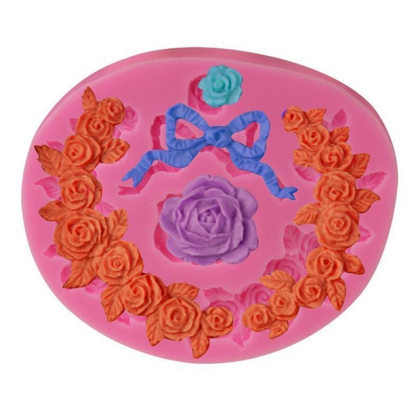 Rose des Guirlandes de Fleurs, Bowknot, 3D en Silicone de Chocolat Savon Gâteau, Fondant Gâteau, l'A - Photo n°1