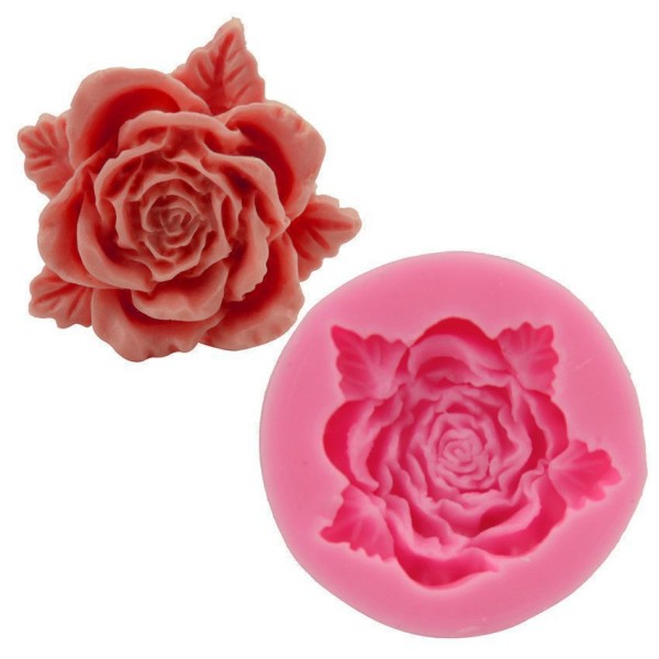 La floraison Fleur de la Rose Feuilles, 3D en Silicone de Chocolat Savon Gâteau, Fondant Gâteau, l'A - Photo n°1