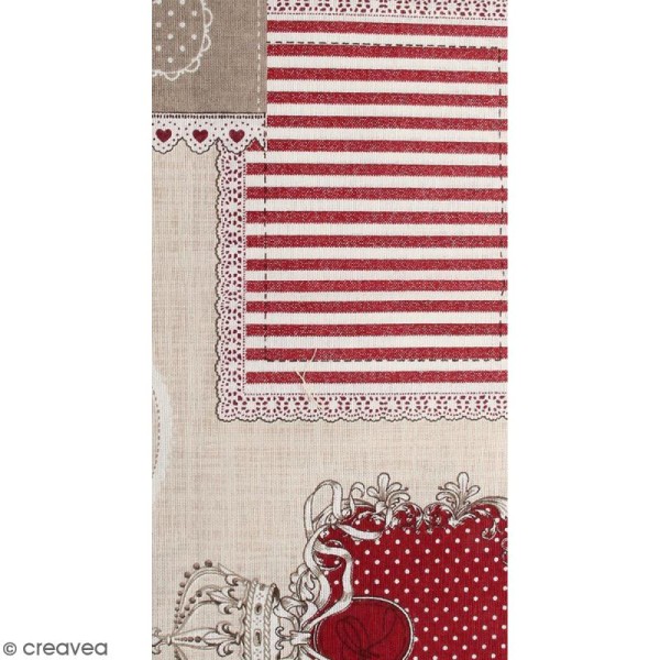 Coupon de tissu en coton - Royal - Rouge - 30 x 90 cm - Photo n°1