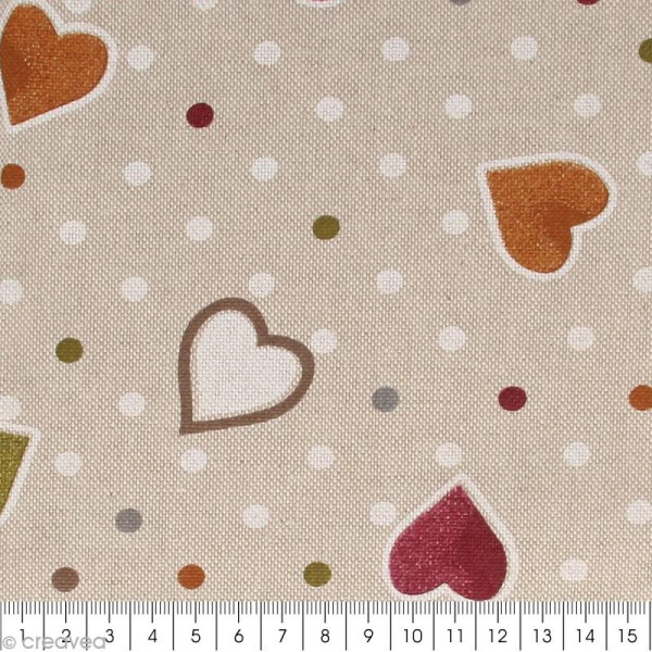 Coupon de tissu en coton - Coeur - Multicolore - 30 x 90 cm - Photo n°2