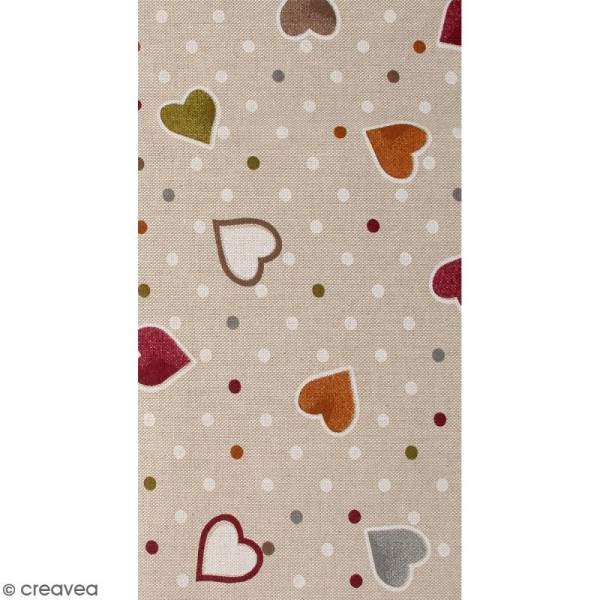 Coupon de tissu en coton - Coeur - Multicolore - 30 x 90 cm - Photo n°1