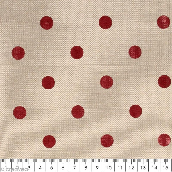 Coupon de tissu en coton - Pois - Rouge - 30 x 90 cm - Photo n°2