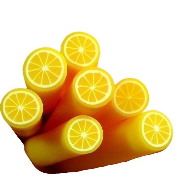 10pcs Jaune Citrus Fruit de Citron pâte Polymère FIMO Tranches, Tige de Cannes Bâtons, Nail Art Manu - Photo n°1