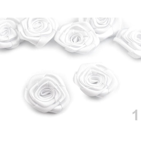 5pc 1 Blanc Satin Rose 30-40mm, Coudre-sur Appliques de Fleurs, de Vêtements, de Chaussures Décor Et - Photo n°1