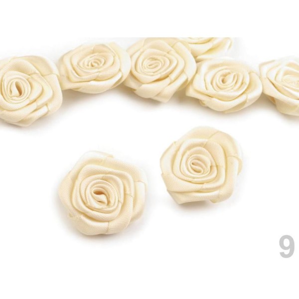 5pc 9 Crème de Satin Rose, 30-40mm, Coudre-sur Appliques de Fleurs, de Vêtements, de Chaussures Déco - Photo n°1