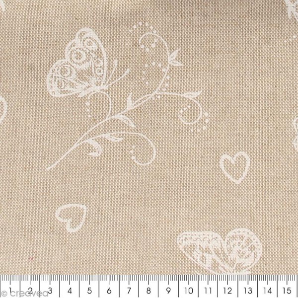 Coupon de tissu en coton - Papillon - Blanc - 30 x 90 cm - Photo n°2