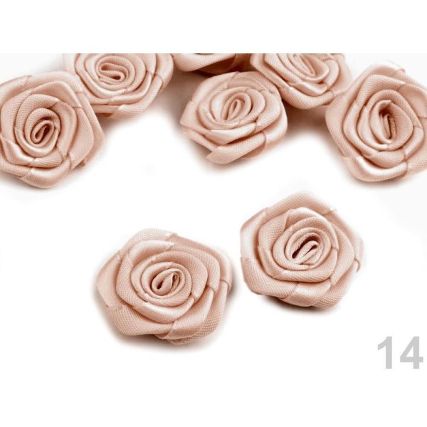 5pc 14 Lightbeige Satin Rose 30-40mm, Coudre-sur Appliques de Fleurs, de Vêtements, de Chaussures Dé - Photo n°1