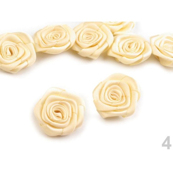 5pc 4 Vanilla Satin Rose 30-40mm, Coudre-sur Appliques de Fleurs, de Vêtements, de Chaussures Décor - Photo n°1