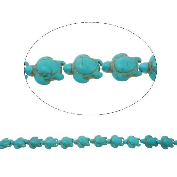 10pcs Tortue Bleue Turquoise Look Howlite pierres précieuses Perles de Pierre 18mm x 15mm x 7mm - Photo n°1