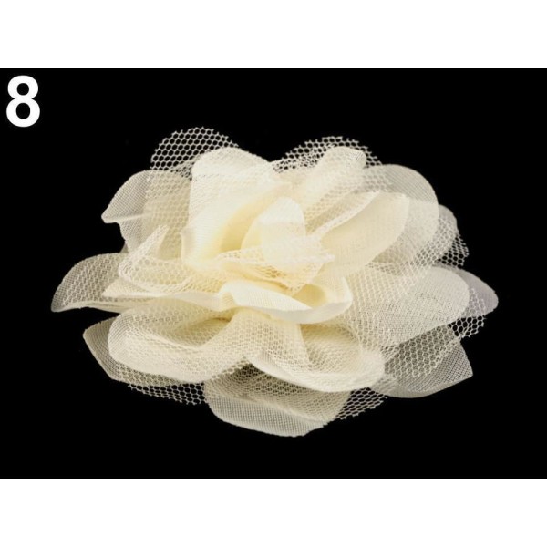 4pc 8 (8 Cm) de Crème plus légère en Mousseline de soie Fleur Ø8 Cm, d'Autres Fleurs À Coudre Ou à c - Photo n°1