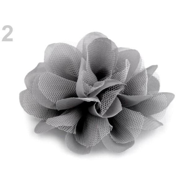 4pc 2 (9 Cm) Dove Grey en Mousseline de soie Fleur Ø8 Cm, d'Autres Fleurs À Coudre Ou à coller, des - Photo n°1