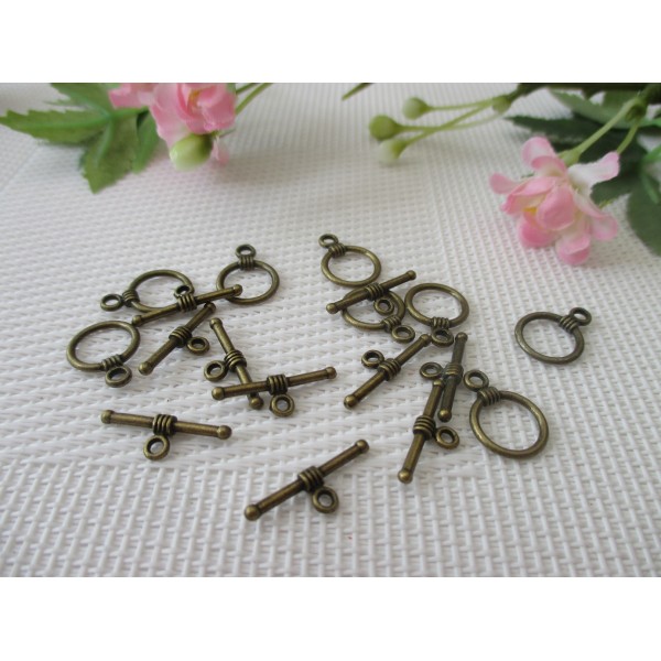 Fermoirs toggles rond bronze 11 mm x 10 - Photo n°1