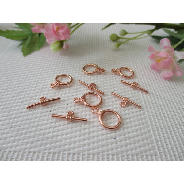 Fermoirs toggles rond 11 mm or rose x 5 - Photo n°1