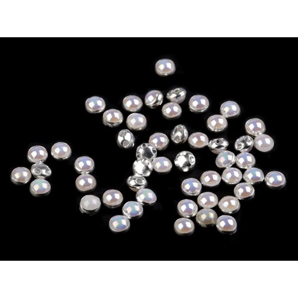 50pc Blanc Ab Coudre des Perles de Mariage Robe de 6mm, Coudre-sur Chaton Et les Strass, les Vêtemen - Photo n°1