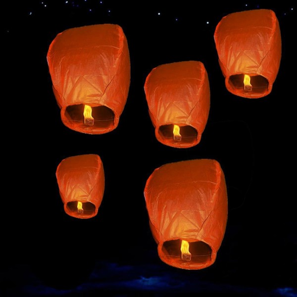 1pc Orange Papier Souhait de la Lanterne, Vol Chinoise Ciel Lampe Flottante Partie de Mariage Annive - Photo n°1