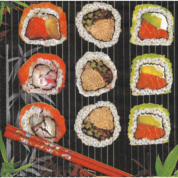 4 Serviettes en papier Sushi Cuisine Japon Format Lunch SDOG-008301 Daisy Decoupage Decopatch - Photo n°2