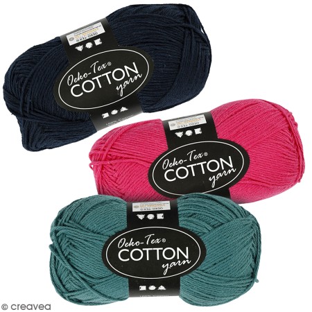 Pelote de fil de coton - Oeko-Tex Cotton - Différents coloris - 50 g