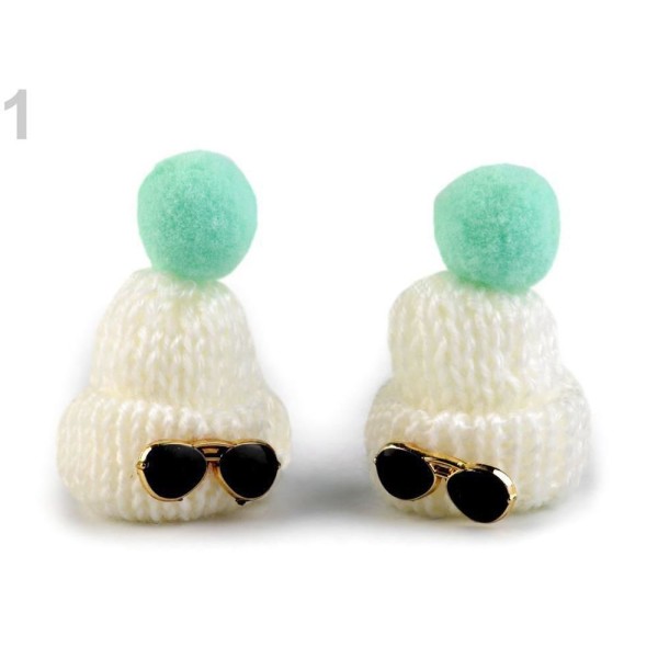 2pc 1 Crème plus légère en Tricot Crochet Mini Chapeaux Accessoire Appliques, Textiles Et Autres Acc - Photo n°1