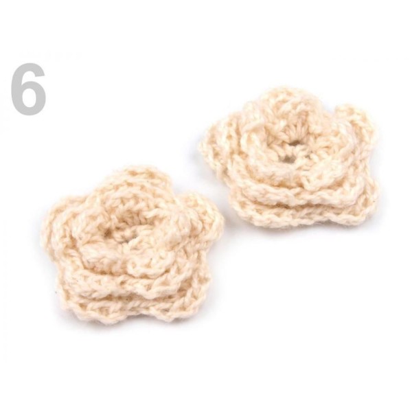 2pc 6 Vanille Tourbillon de Fleurs au Crochet 30-40mm, d'Autres Fleurs À Coudre Ou à coller Sur, des - Photo n°1