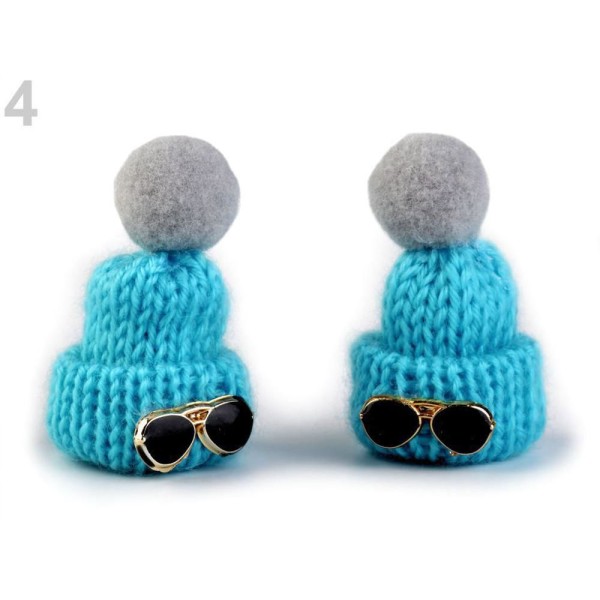 2pc 4 Bleu Azure Tricot Crochet Mini Chapeaux Accessoire Appliques, Textiles Et Autres Accessoires, - Photo n°1