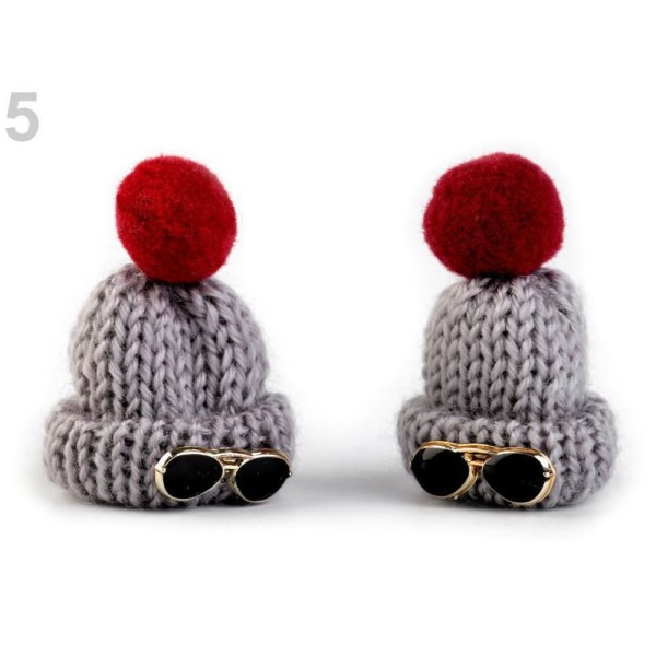 2pc 5 Colombe Gris Tricot Crochet Mini Chapeaux Accessoire Appliques, Textiles Et Autres Accessoires - Photo n°1