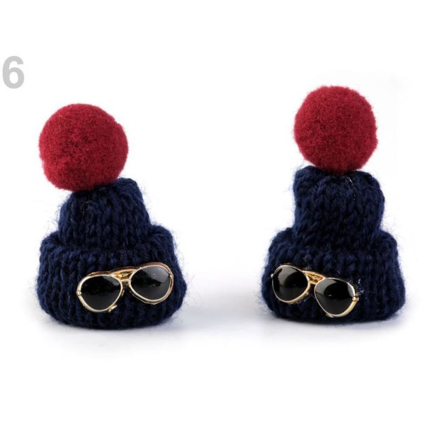 2pc 6 Paris Bleu Tricot Crochet Mini Chapeaux Accessoire Appliques, Textiles Et Autres Accessoires, - Photo n°1