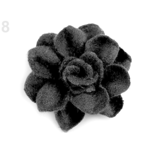 2pc 8 de Laine Noire Fleur de nombreuses applications. ø40mm, d'Autres Fleurs À Coudre Ou à coller S - Photo n°1