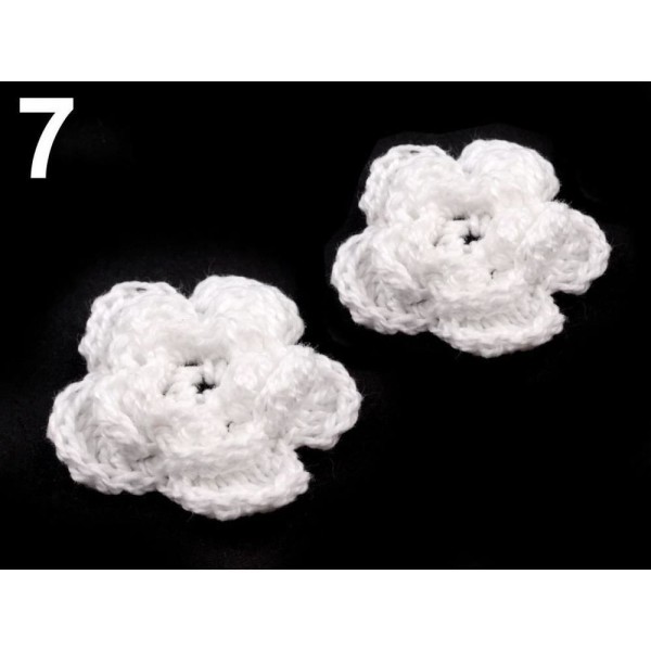 2pc 7 Blanc Tourbillon de Fleurs au Crochet 30-40mm, d'Autres Fleurs À Coudre Ou à coller Sur, des V - Photo n°1