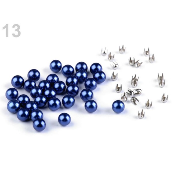 50set 13 (6 mm) en Bleu de Rivetage Ensemble des Perles, des Perles Et des Crampons en Plastique Orn - Photo n°1