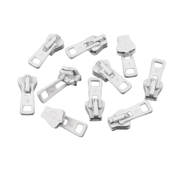 5pc Curseur Blanc Pour Fermetures à glissière en Plastique de 5mm Alfa, distribution de sacs, Sac à - Photo n°1