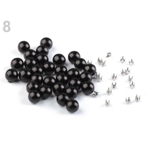 50set 8 (8 mm) Noir Rivetage Ensemble des Perles, des Perles Et des Crampons en Plastique Ornements, - Photo n°1