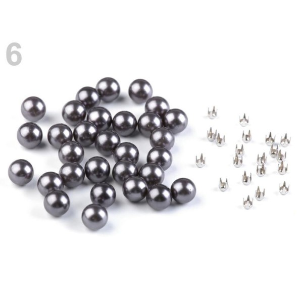 50set 6 (8 mm) Gris Rivetage Ensemble des Perles, des Perles Et des Crampons en Plastique Ornements, - Photo n°1