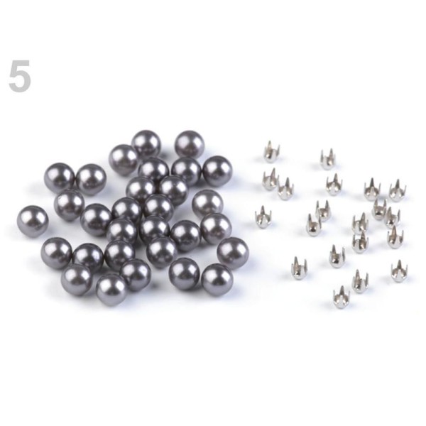50set 5 (6 mm) Gris Rivetage Ensemble des Perles, des Perles Et des Crampons en Plastique Ornements, - Photo n°1