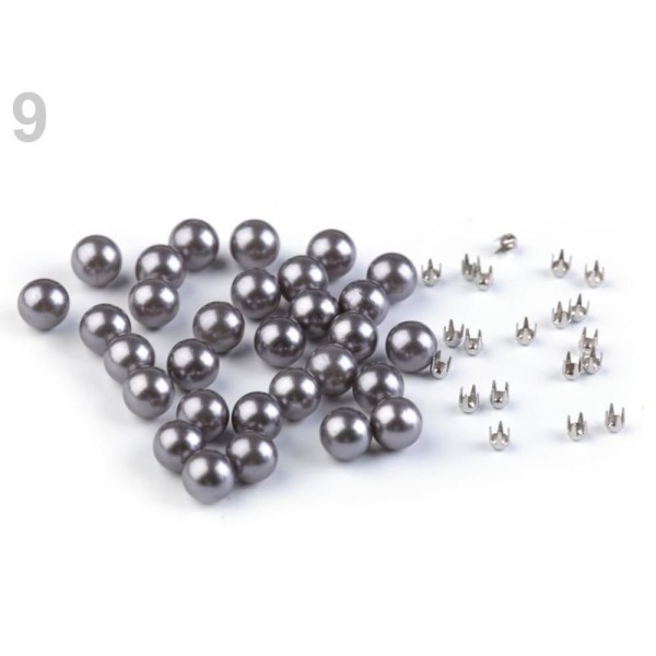 50set 9 (8 mm) Gris Rivetage Ensemble des Perles, des Perles Et des Crampons en Plastique Ornements, - Photo n°1