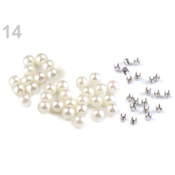 50set 14 (6mm) Perle de Rivetage Ensemble des Perles, des Perles Et des Crampons en Plastique Orneme - Photo n°1