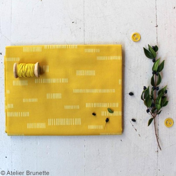 Tissu Atelier Brunette Impression - Dash Lime - Par 10 cm (sur mesure) - Photo n°5