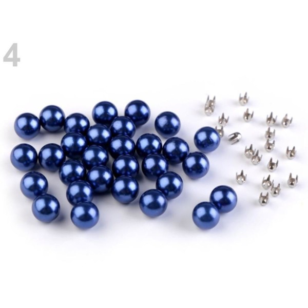 50set 4 (8 mm) en Bleu de Rivetage Ensemble des Perles, des Perles Et des Crampons en Plastique Orne - Photo n°1