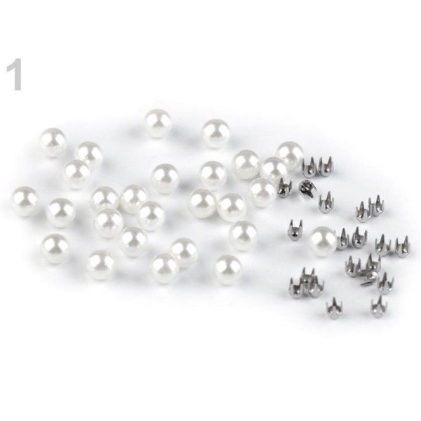 50set 1 (6 mm) Blanc de Rivetage Ensemble des Perles, des Perles Et des Crampons en Plastique Orneme - Photo n°1