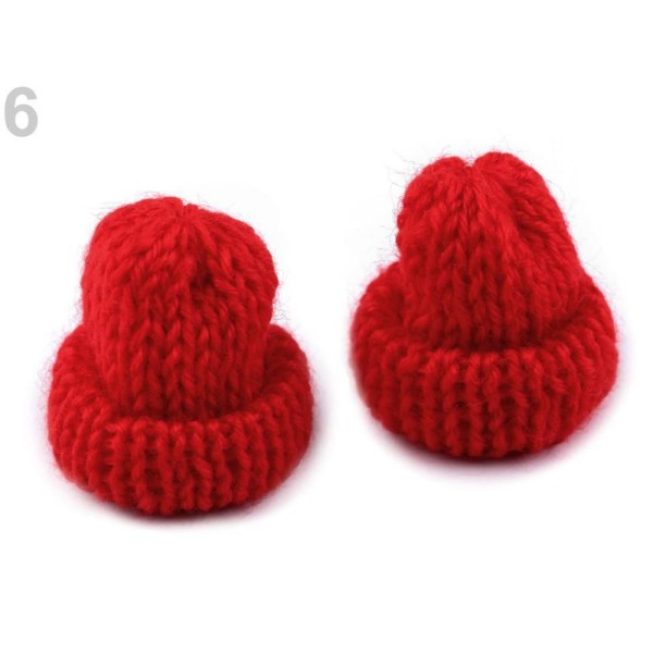 2pc 6 Rouge Tricoté Applique Chapeau, Textile Et Autres Accessoires, de Vêtements, de Chaussures Déc - Photo n°1
