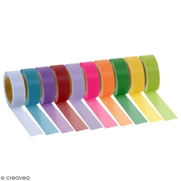 Assortiment Masking tape Couleurs unies - 1,5 cm x 10 m - 10 pcs - Photo n°1