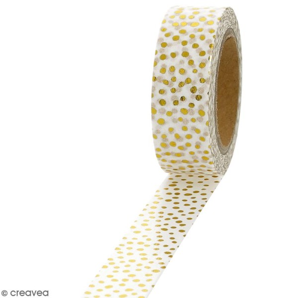 Masking tape Foil Pois dorés - 1,5 cm x 10 m - Photo n°1