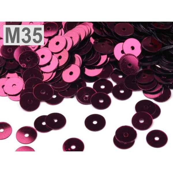 50g de 35 Rose-violet Lâche Plat Paillettes 6mm, Métallisé, Et de Paillettes, des Paillettes, Ruban, - Photo n°1