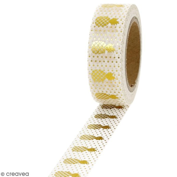 Masking tape Foil Ananas doré - 1,5 cm x 10 m - Photo n°1