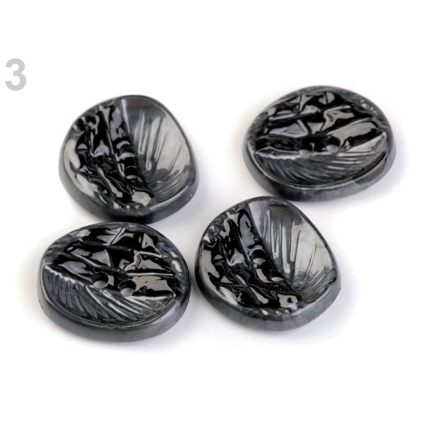 4pc (54") Noir-gris Conception de Bouton Taille 44' Et 54', Plastique, 2-trou de Boutons, de Fi - Photo n°1