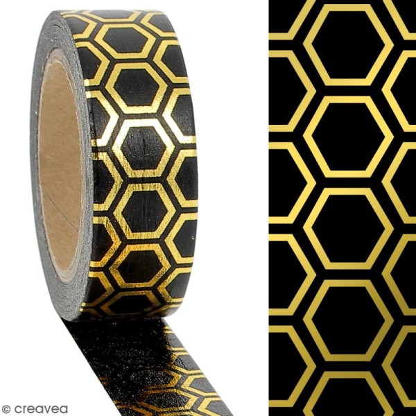 Masking tape Foil Hexagones dorés - 1,5 cm x 10 m - Photo n°2