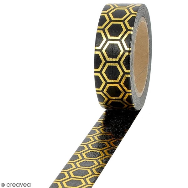 Masking tape Foil Hexagones dorés - 1,5 cm x 10 m - Photo n°1