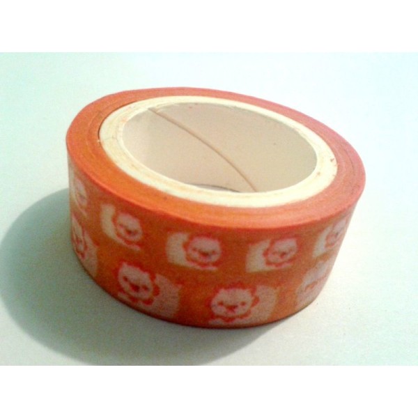 Rouleau de masking tape papier , tête de lion orange - Photo n°1